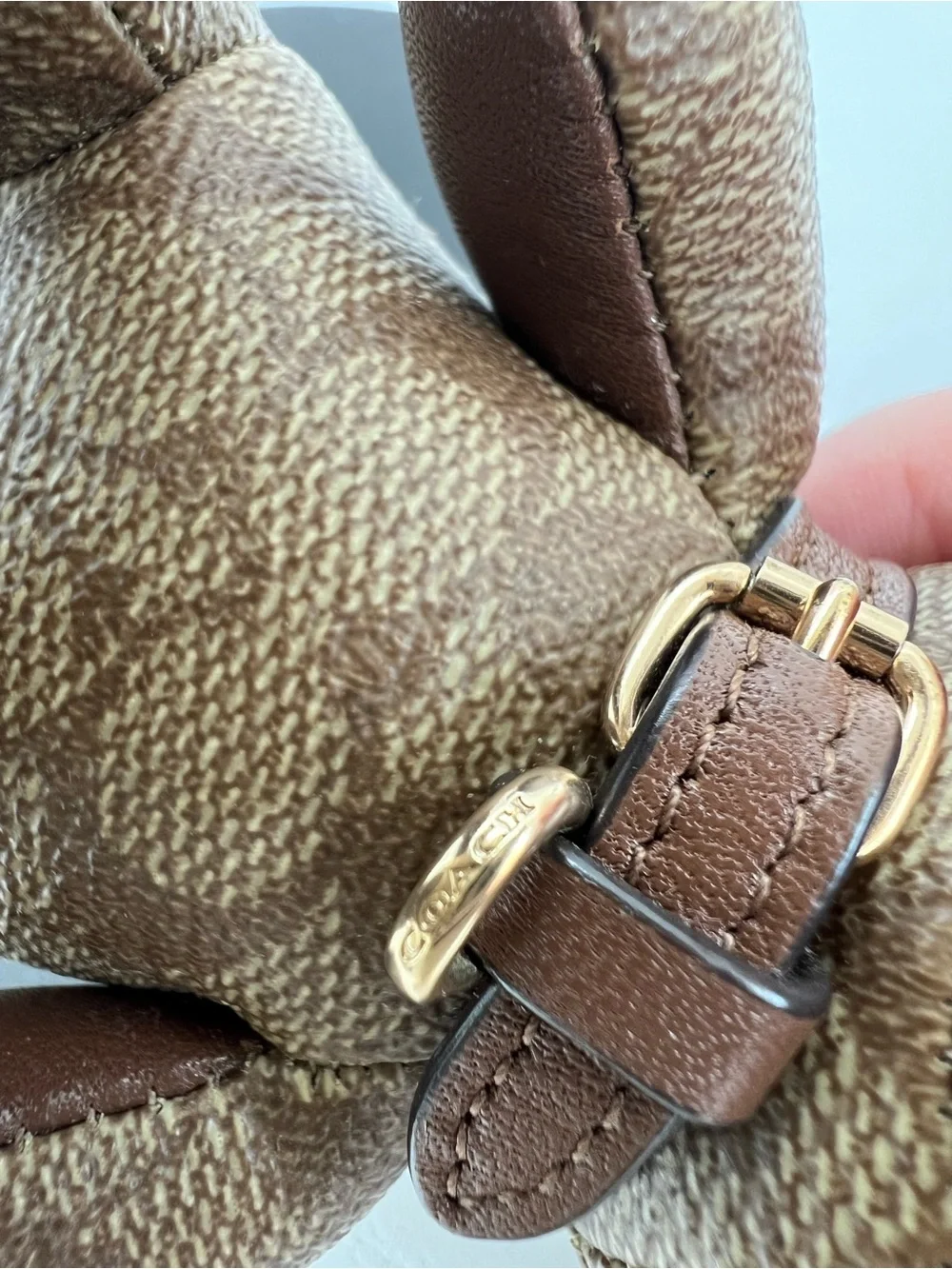 Coach Signature Canvas Bear Bag Charm Keychain with Shearling (Missing Tag) - Picture 6 of 15